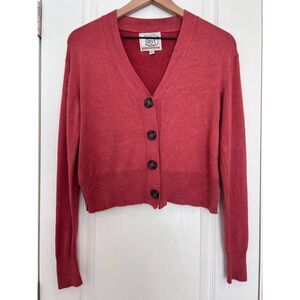 Snails & Cinnamon Salmon Button Up Cardigan Sweater Side Slits Women's Size S